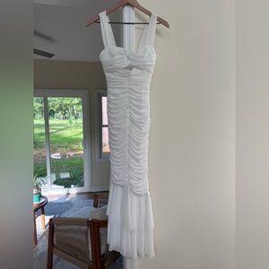 Elegant White Ruched Dress
